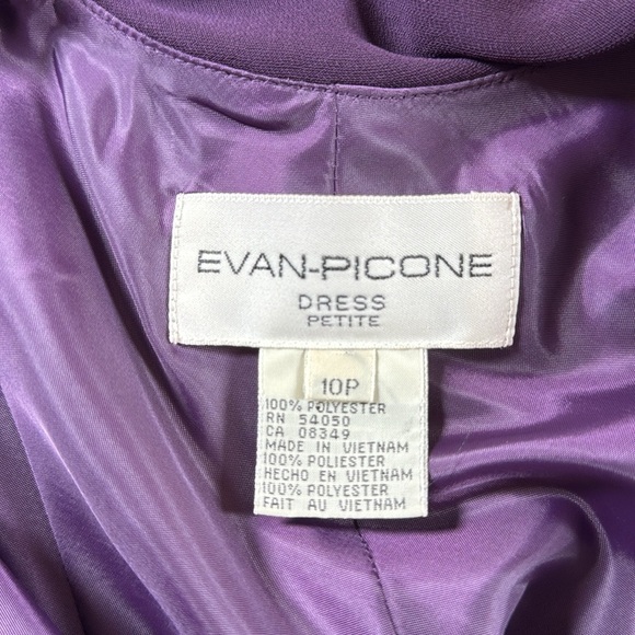 Evan Picone Womens Purple Eggplant Midi Dress Waterfall Back Detail Size 10P - Picture 6 of 10